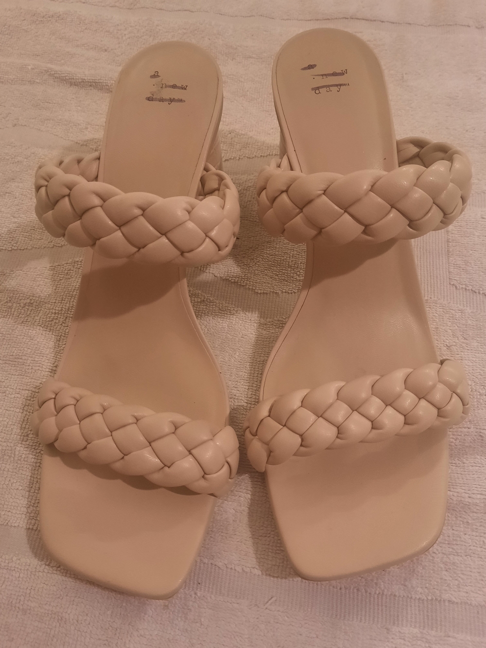 A New Day Braided Pink Slide Sandals With Heels Size 12W
